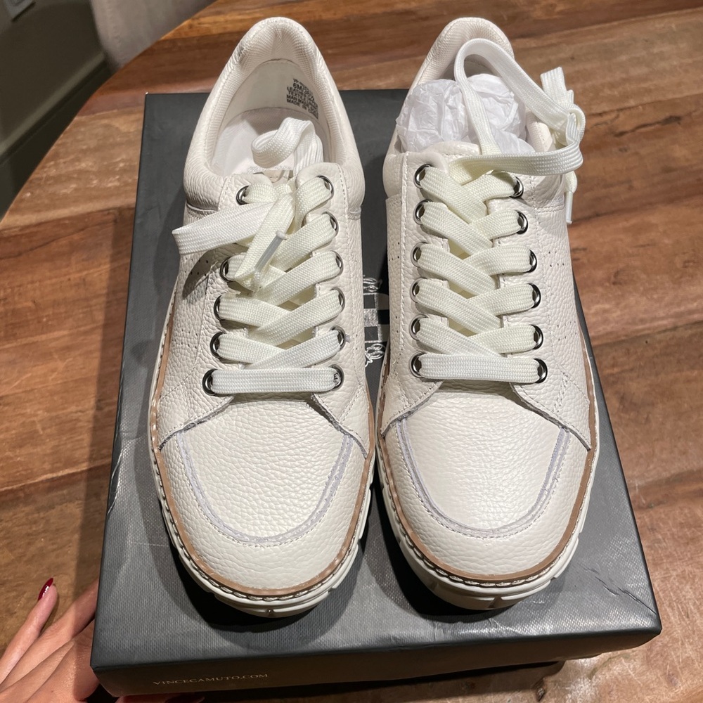 Vince Camuto White Leather Sneakers